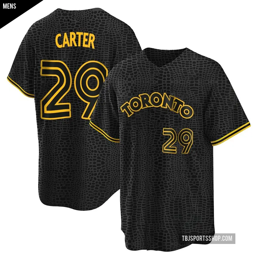 Men's Toronto Blue Jays ＃29 Joe Carter Replica Black Snake Skin City Jersey