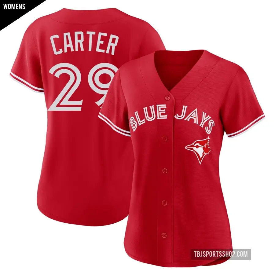 Women's Toronto Blue Jays ＃29 Joe Carter Replica Red Canada Day Jersey