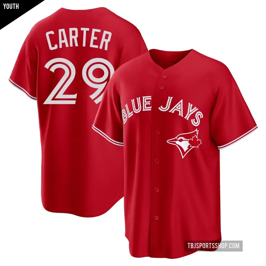 Youth Toronto Blue Jays ＃29 Joe Carter Replica Red Canada Day Jersey