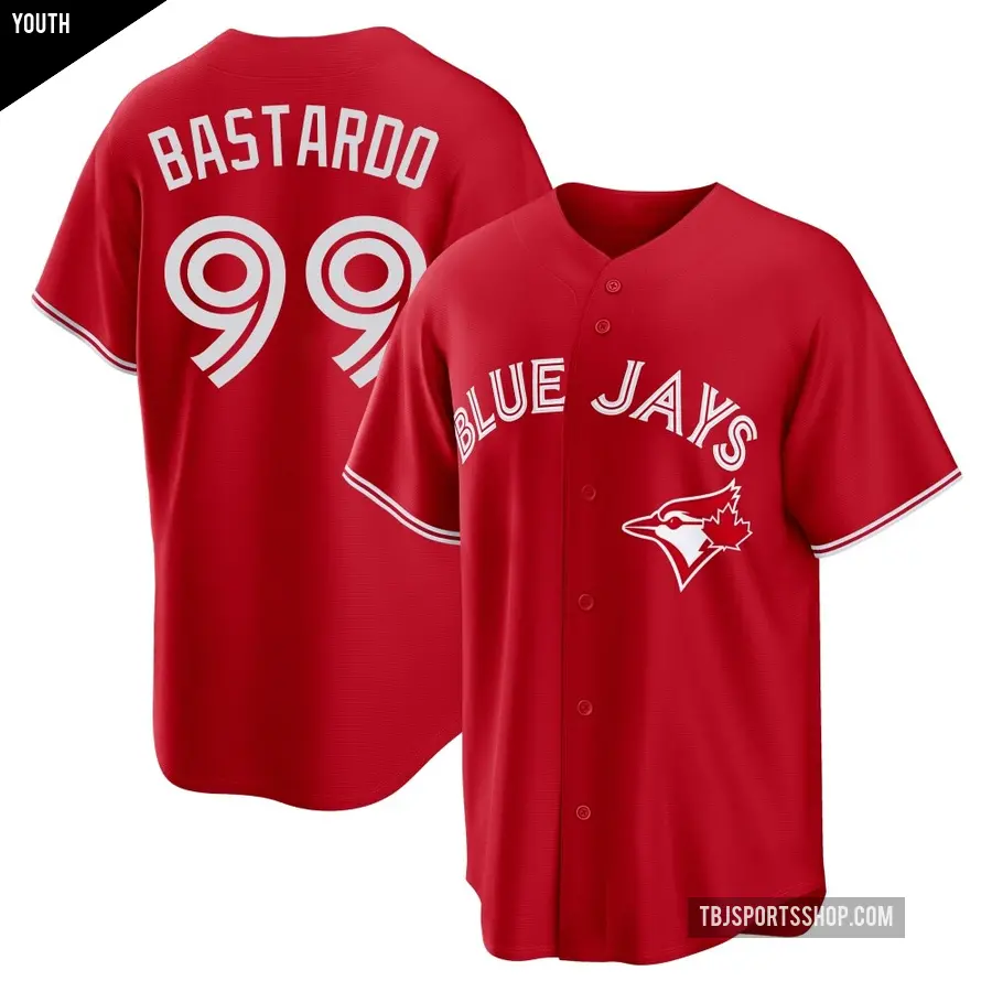 Youth Toronto Blue Jays ＃99 Angel Bastardo Replica Red Canada Day Jersey